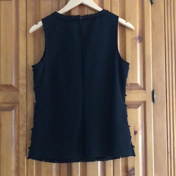 J. Crew NWT lace front tank w/ beige lining. Solid black back w/ keyhole close - Picture 4 of 10